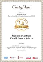 Certyfikat Złote Godło Najwyższa Jakość Quality International 2021