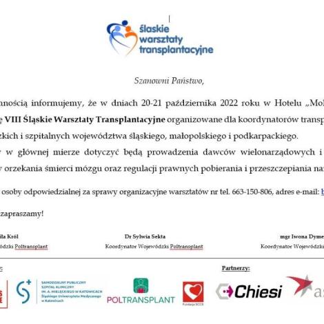 VIII Śląskie Warsztaty Transplantacyjne - Zdjęcie galerii 1