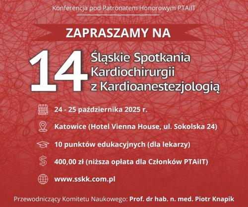 Zaproszenie na 14. Śląskie Spotkania Kardiochirurgii z Kardioanzestezjologią - Zdjęcie główne