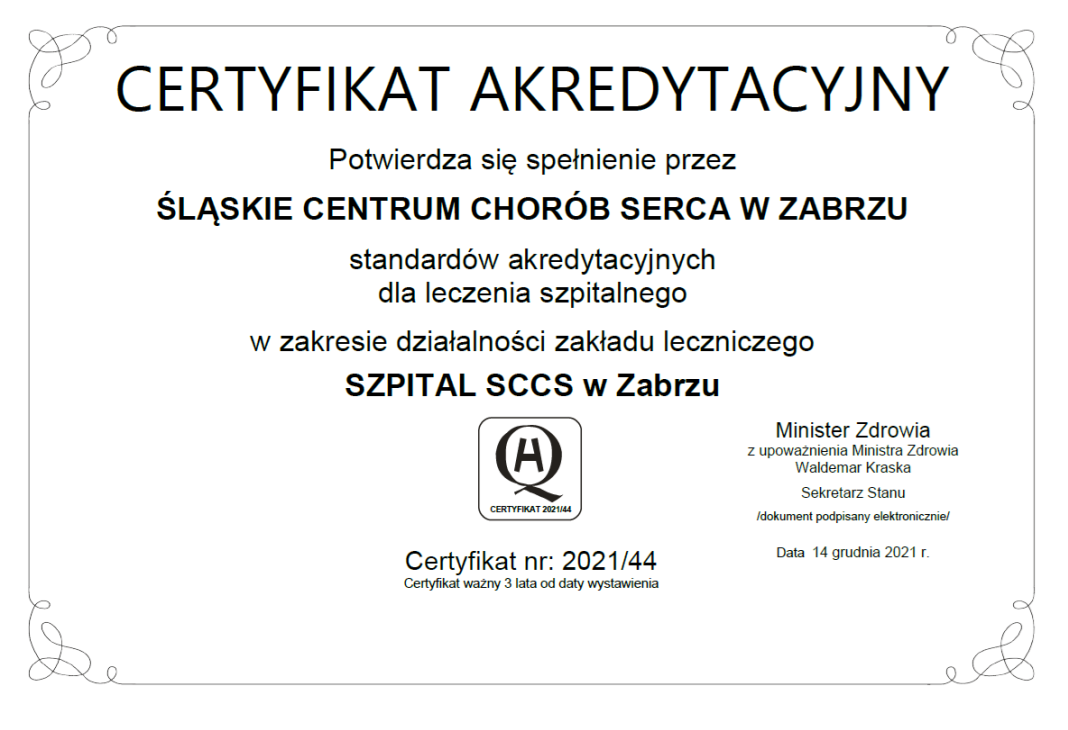 Certyfikat akredytacyjny 
